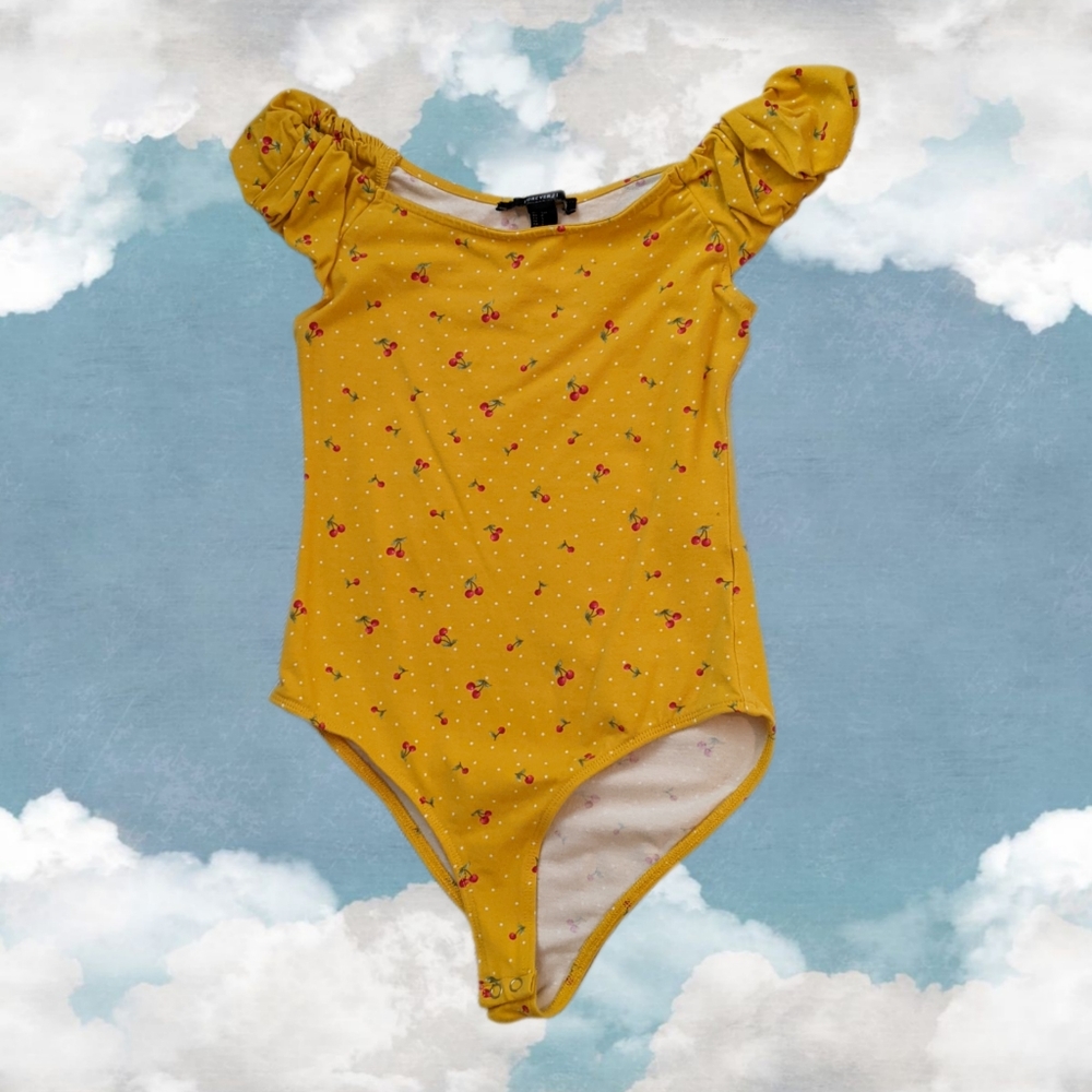 SOLD Yellow cherry body suit